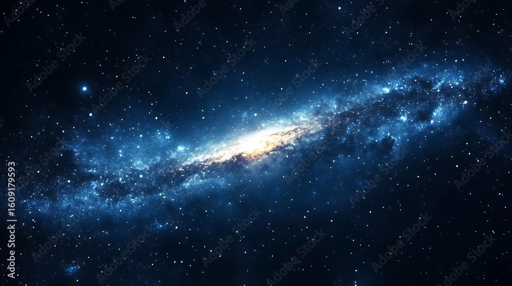 Fototapeta premium Distant galaxy visible in starry night sky astronomy and space exploration theme