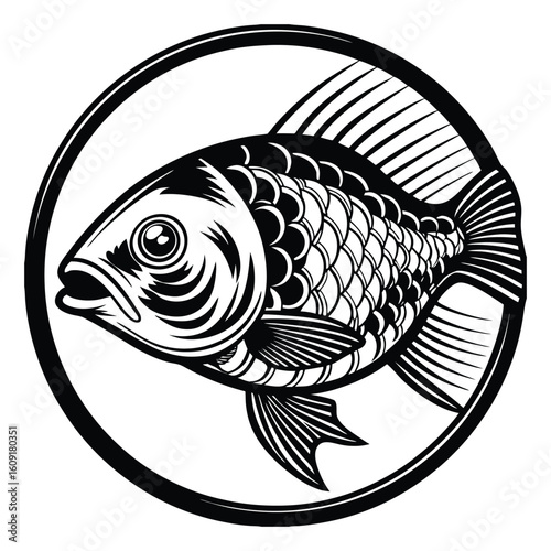 Fishing logo. Bass fish club emblem. Fishing theme vector illustration. Isolated on white Background	
