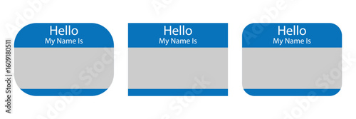 Hello, my name is introduction flat label set