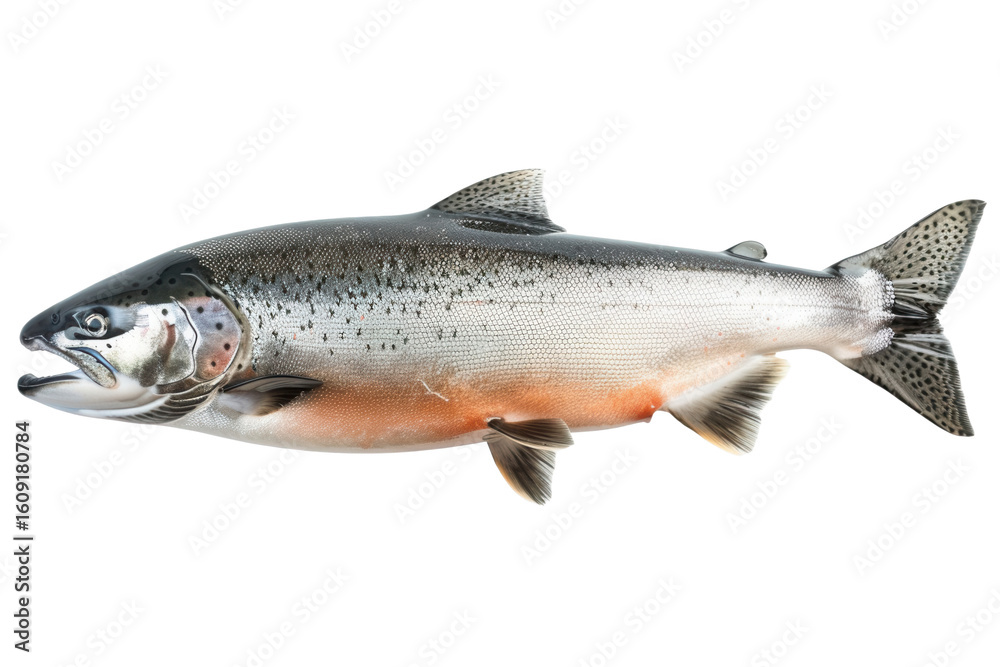 Obraz premium Vibrant salmon swimming in pristine waters, perfect for healthy eating and gourmet cuisine marketing