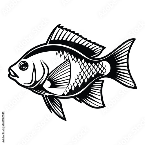 Fishing logo. Bass fish club emblem. Fishing theme vector illustration. Isolated on white Background	
