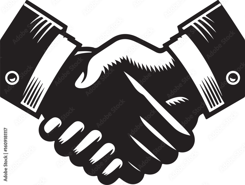 Obraz premium Handshake icon, Handshake silhouette vector, business, agreement, friendship, vector illustration 