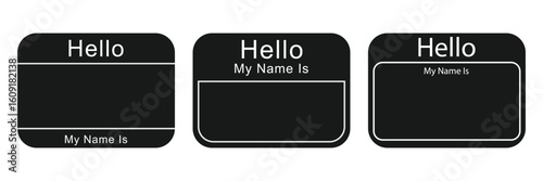 Hello, my name is introduction flat label set