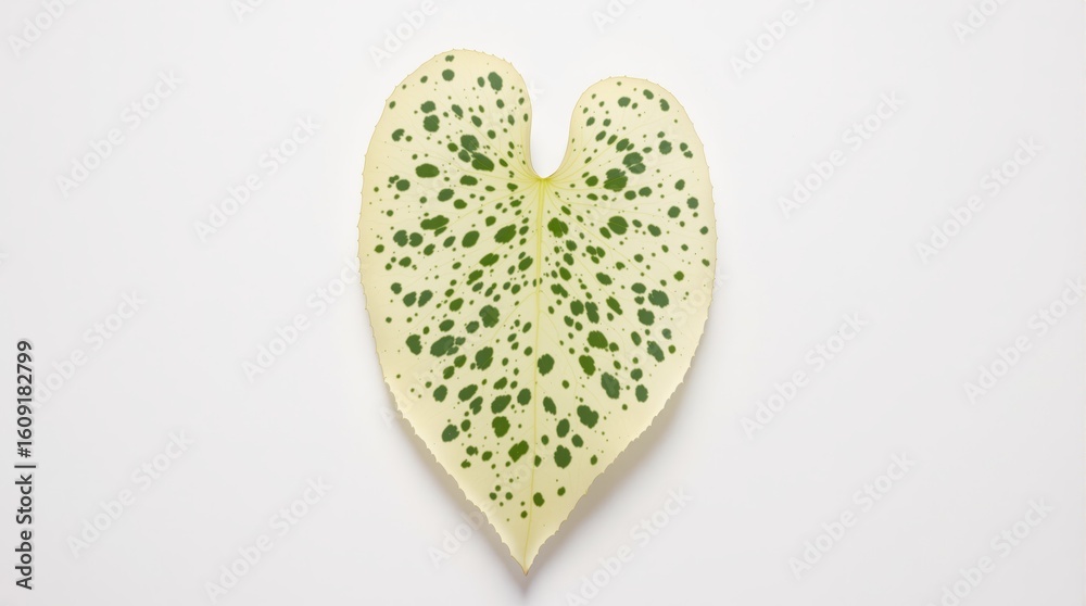 Fototapeta premium Spotted Syngonium Leaf on White Background