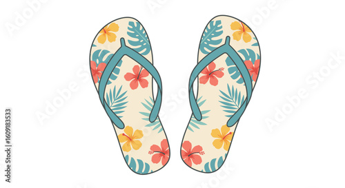 Tropical escape awaits with these vibrant floral flip flops perfect for summer vacation vibes and beach adventures