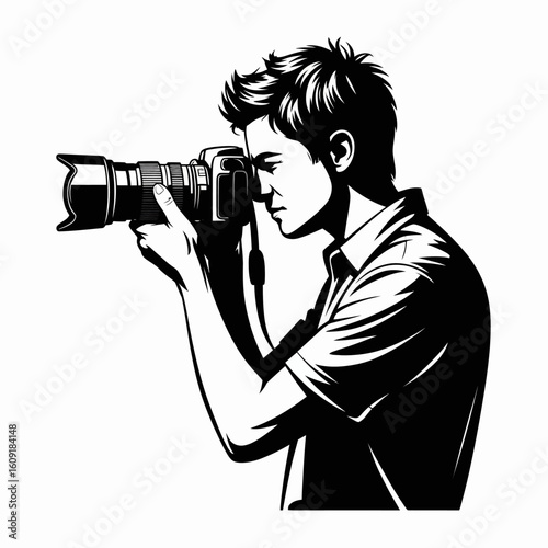 Photographer Taking Picture in Black and White Style