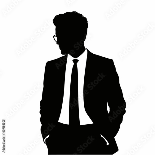 Stylish Silhouette of a Businessman in Suit