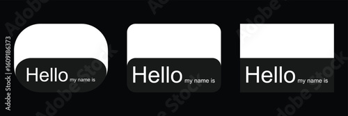 hello my name is sticker tag vector