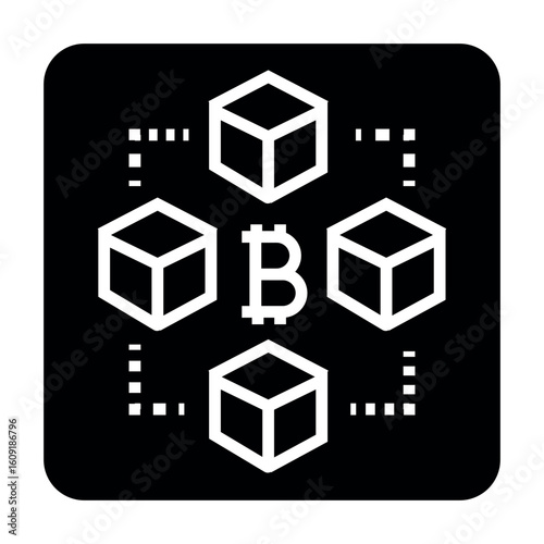 Blockchain system black flat icon.Minimal clean icon for apps and websites.