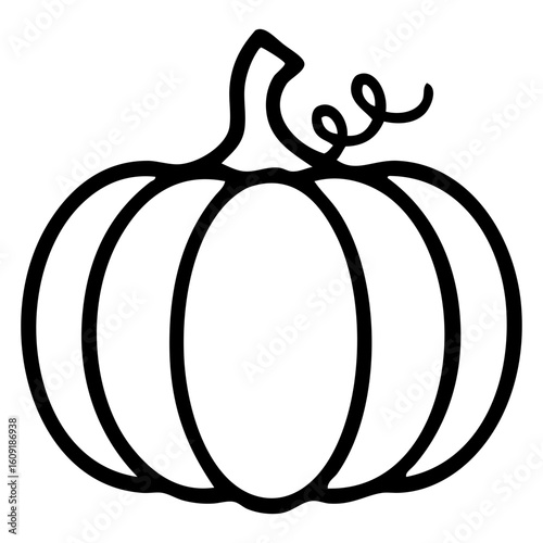 Icono con calabaza con líneas para tarjetas y felicitaciones del Día de Acción de Gracias
