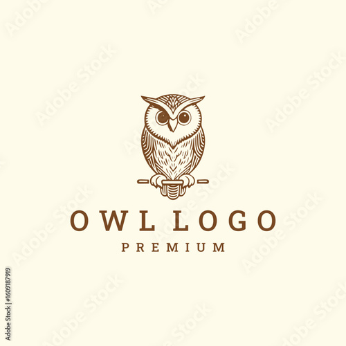 Owl logo style icon design template vector illustration