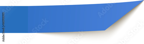 Blue sticky note is curled up from the bottom right corner, revealing a white background underneath, creating a sense of anticipation and providing copy space