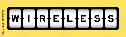 Black color in word wireless on slot banner with yellow color background