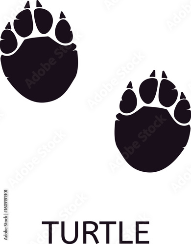 Turtle footprints displaying intricate claw and scale details, isolated on a white background, perfect for enhancing zoology and biology educational projects and studies