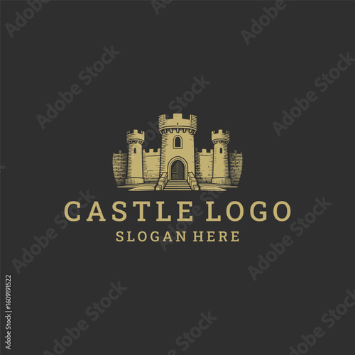 Castle logo style icon design template vector illustration