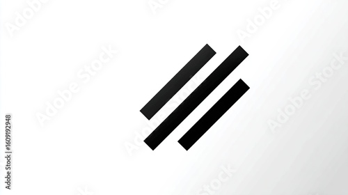 Minimalist Abstract Design: Three Diagonal Black Bars on a Clean White Background