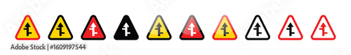 Collection of various road sign icons indicating a side road junction ahead