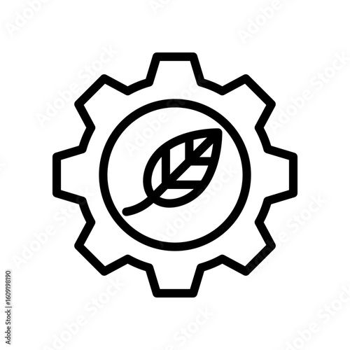 Eco-Friendly Icon Depicting Leaf in Gear Outline