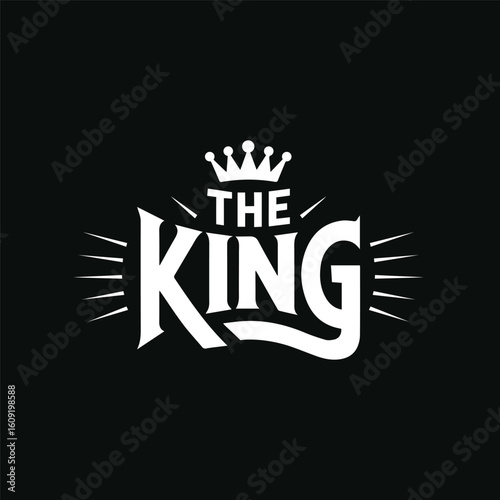 Vintage style king logo with crown and bold lettering  