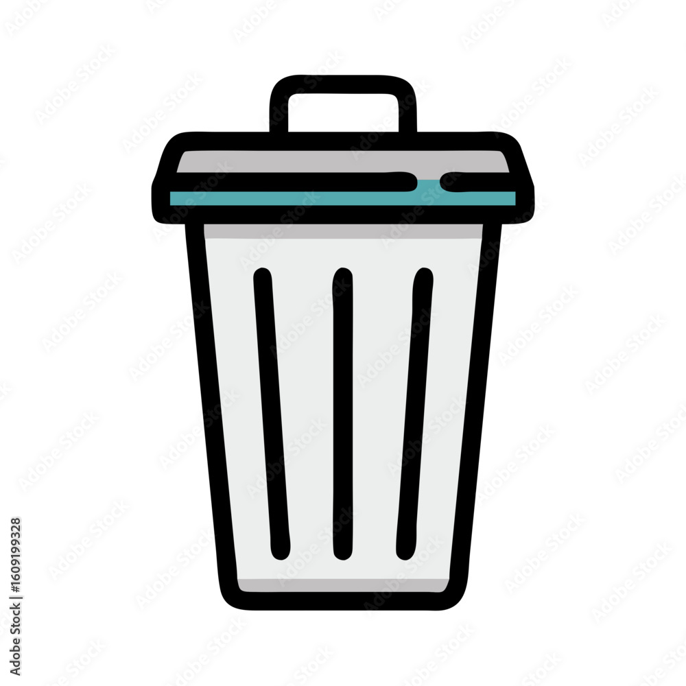 Trash bin icon on white background, waste management and recycling concept
Trash bin icon on white background, waste management and recycling concept