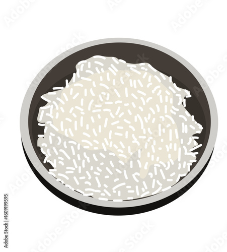 Rice bowl,  rice bowl in which white rice 