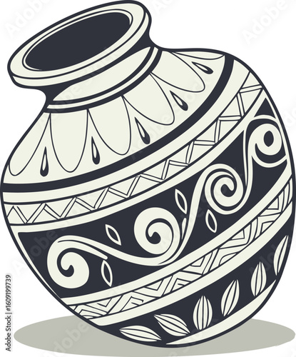  flat vector of indian earthen pot Matka .