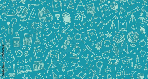 Seamless Pattern of School Education Supplies