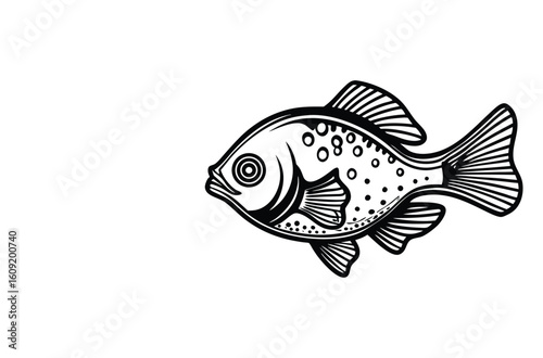 Simple Fish Bowl Illustration with Underwater Plants	