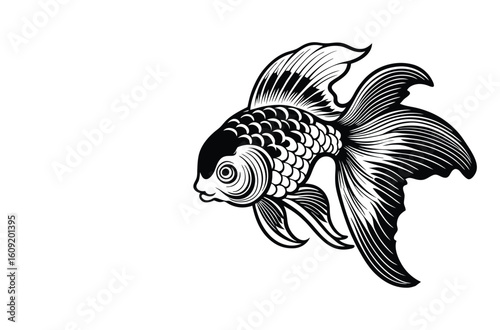 Simple Fish Bowl Illustration with Underwater Plants	