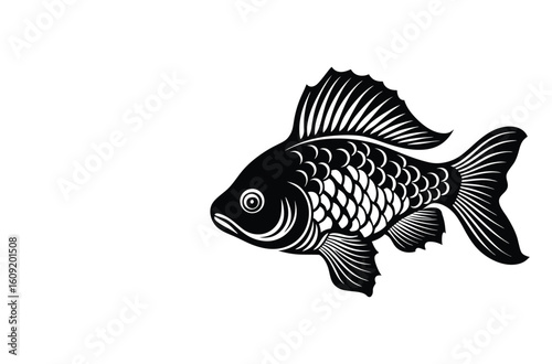 Simple Fish Bowl Illustration with Underwater Plants	