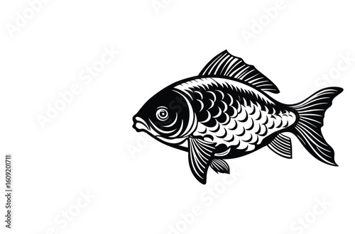 Simple Fish Bowl Illustration with Underwater Plants	