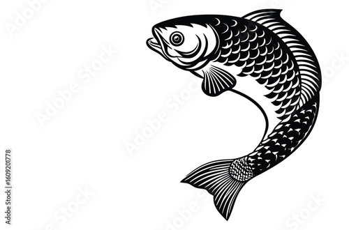 Simple Fish Bowl Illustration with Underwater Plants	