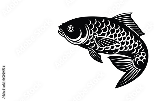 Simple Fish Bowl Illustration with Underwater Plants	