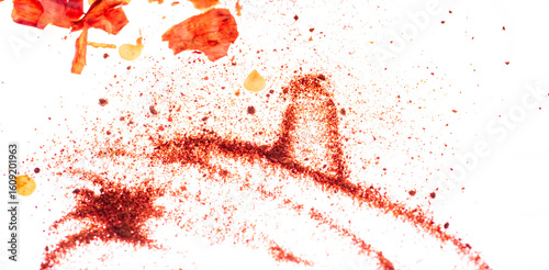 Foto red chilli powder sprinkling on transparent background