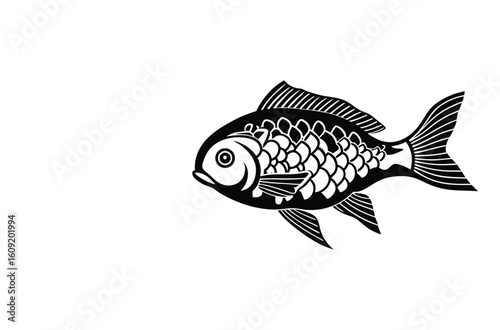 Simple Fish Bowl Illustration with Underwater Plants	