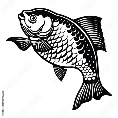 Simple Fish Bowl Illustration with Underwater Plants	
