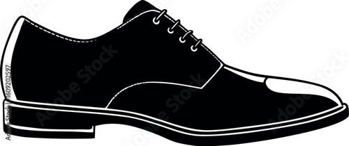 Clean Black Silhouette of a Classic Mens Dress Shoe.


