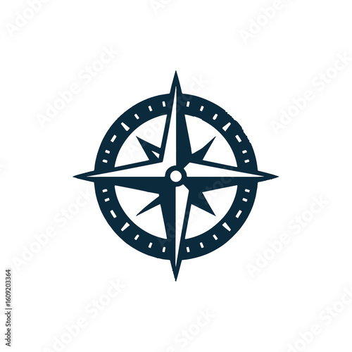 A detailed compass design symbolizing navigation and exploration on a white background