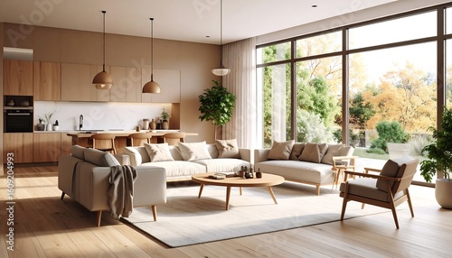 Fototapeta Naklejka Na Ścianę i Meble -  Modern open-plan living space