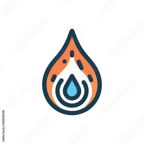 Abstract illustration of a water droplet with vibrant colors and layered design elements