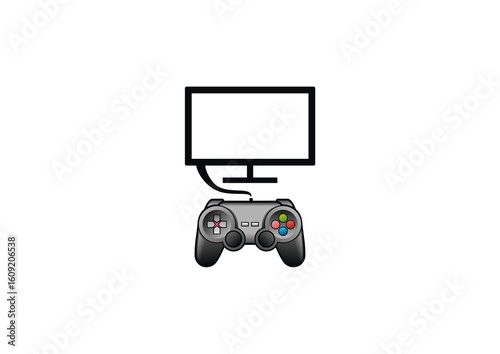Simple monitor icon for gaming, etc.