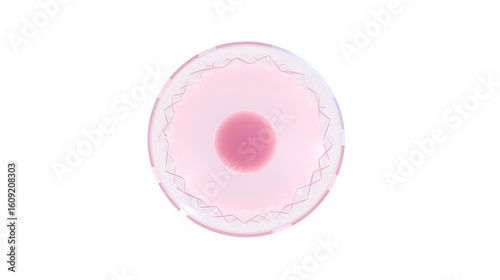 Female egg cell with cytoplasm, nucleus, plasma membrane. Ovum, reproductive cell. Gamete structure. Vector illustration isolated on white background for education, schools, univercity and clinics.