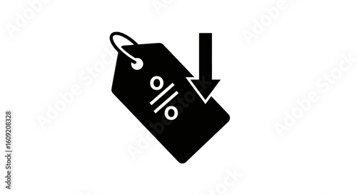 Dynamic price reduction symbol on a tag with percentage sign, signaling a great sale opportunity for savvy shoppers seeking discounts.