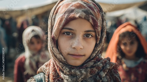 Portrait of a Young Girl in a Refugee Camp