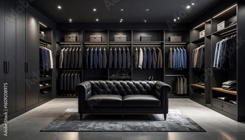 Modern, sophisticated walk-in closet