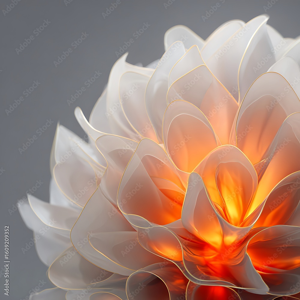 Obraz premium 3D close closeup of a flower with lighting inside a tissue flower 