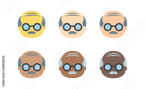 Illustration of Diverse Elderly Emojis: A Collection of Pixel Art Grandpa Icons vector