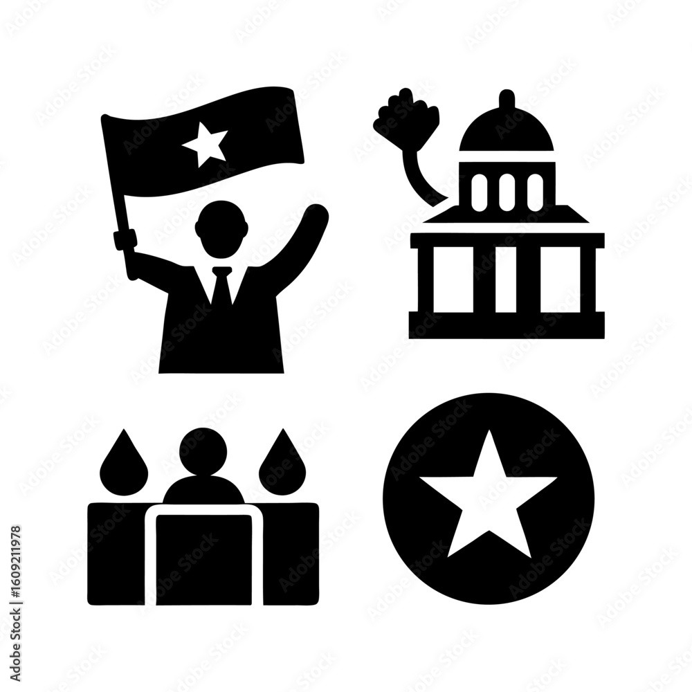 Fototapeta premium Political Campaign and Ballot Icons – Flat Vector Collection.