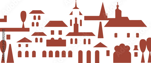 minimal city skyline silhouette, illustrator architectural townscape vector art