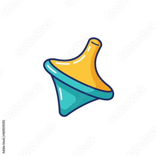 Colorful Cartoon Spinning Top Toy with Yellow and Teal Colors